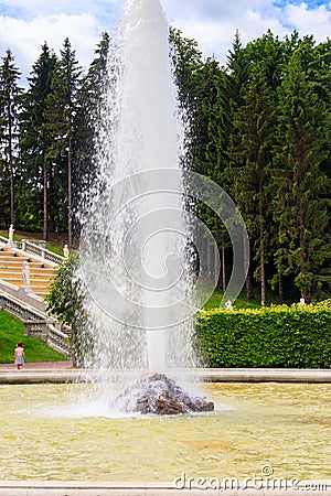 Menagerie fountain in Lower park of Peterhof in St. Petersburg, Russia Editorial Stock Photo