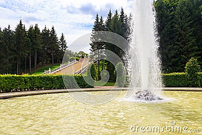 Menagerie fountain in Lower park of Peterhof in St. Petersburg, Russia Stock Photo