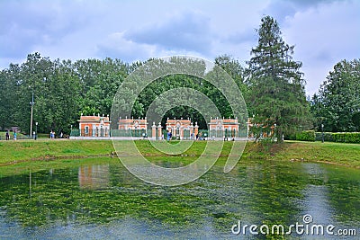 The Menagerie and a pond in Kuskovo estate in Moscow Stock Photo