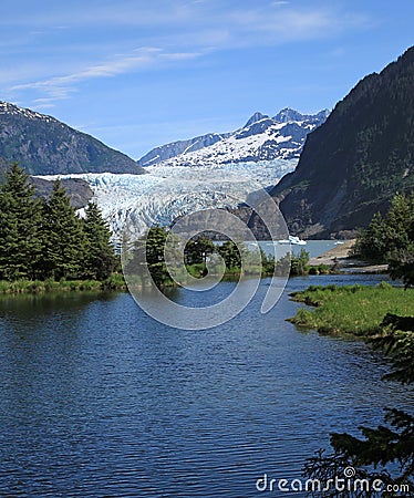 Mendenhall Glacier & Lake Stock Photo