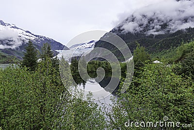 Mendenhall Glacier and Nugget Falls Stock Photo