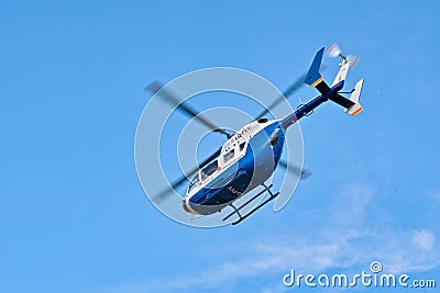 2020-09-06, Mendoza, Argentina. An Airbus EC145 helicopter, belonging to the public safety department of Mendoza, Argentina Editorial Stock Photo