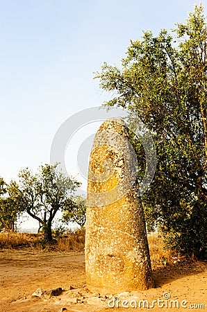 Menhir in Almendres Stock Photo