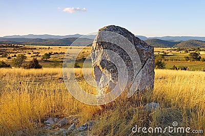 Menhir de la Trivalle in Cevennes Stock Photo