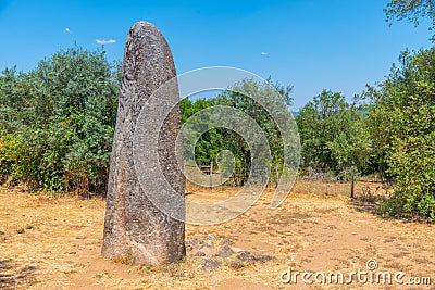 Menhir dos Almendres near Portuguese town Evora Stock Photo