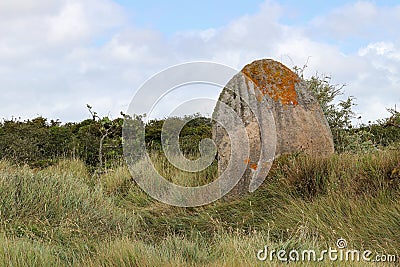 Menhir of Run ar Gam near Trebeurden in Bretagne Stock Photo