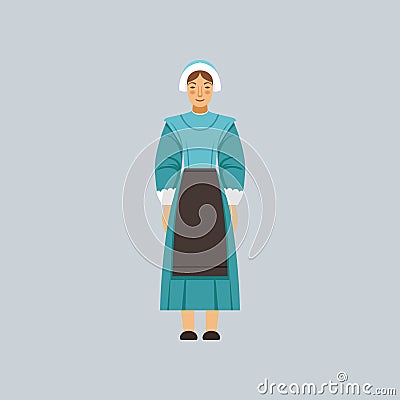 Mennonite or amich woman in traditional dress, representative of religious confession vector Illustration Vector Illustration