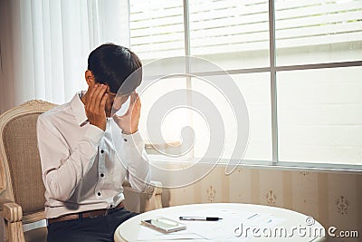 Menopausal men are suffering from headaches Stock Photo