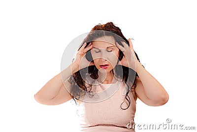 Menopausal woman with a headache Stock Photo