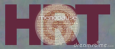 Menopause and HRT word bubble campaign background banner Stock Photo