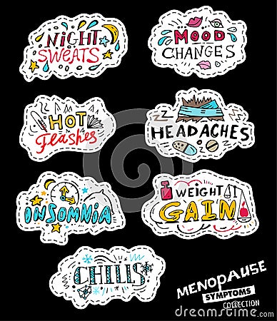 Menopause Symptoms Doodles Vector Illustration