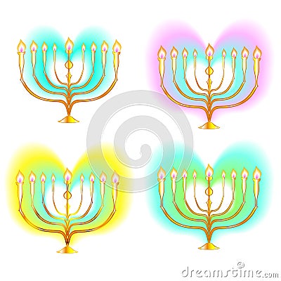 Menorah heart color Vector Illustration