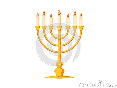 Menorah icon. Flat illustration of menorah vector icon for web design. Candelstick for hanuka, happy new year symbol. Vector Illustration