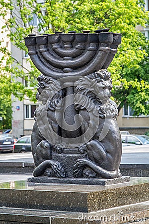 Menorah and lions Editorial Stock Photo