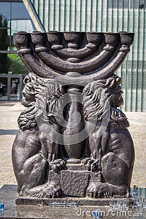 Menorah and lions Editorial Stock Photo