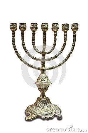 Menorah or seven-lamp Hebrew lampstand Stock Photo