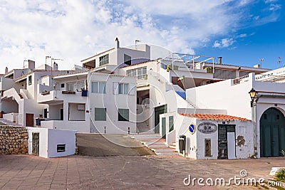 Binibeca, a traditional Spanish fishing village on the coast of Menorca. Spain Editorial Stock Photo