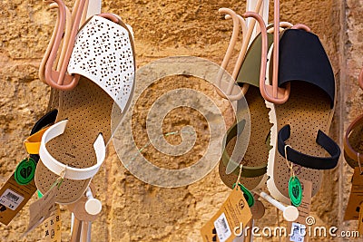 Traditional Menorca sandals named Avarca Editorial Stock Photo