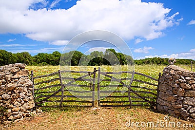 Menorca traditional wooden gate in spring at Balearic Stock Photo