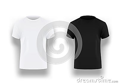 Mens Black And White T-shirt With Short Sleeve Vector Illustration