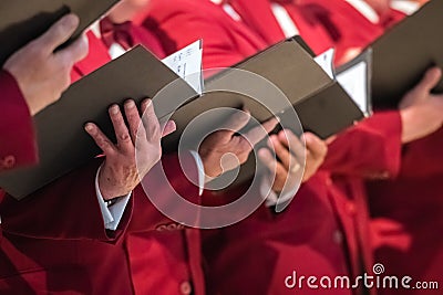 Mens choir performing in a cathedral Editorial Stock Photo