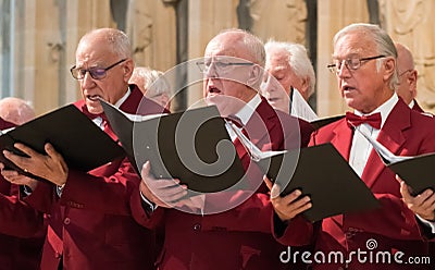 Mens choir performing in a cathedral Editorial Stock Photo