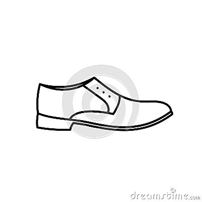Mens classic dress shoe outline vector icon. EPS. Oxfords side view symbol...... Wedding men shoes.. Holidays mens wear. Vector Illustration