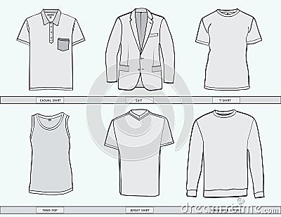 Mens clothing templates. Vector Illustration