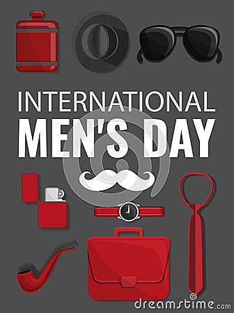 Mens day concept background, cartoon style Vector Illustration