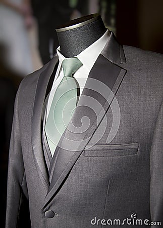 Mens dress coat jacket, vest and tie Stock Photo