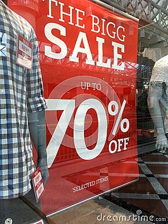 Mens fashion boutique Sale Sign Stock Photo