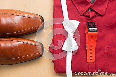 Mens fashion casual outfits and accessories Stock Photo