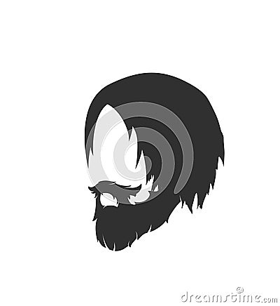 Mens hairstyle with a beard and mustache Cartoon Illustration