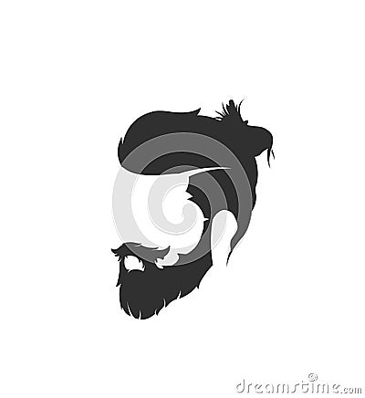 Mens hairstyle with a beard and mustache Cartoon Illustration