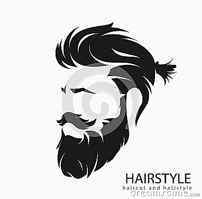 Mens hairstyle with a beard and mustache Stock Photo