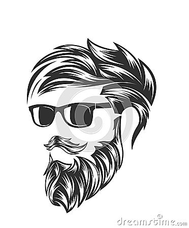 Mens hairstyles and hirecut with beard mustache Vector Illustration