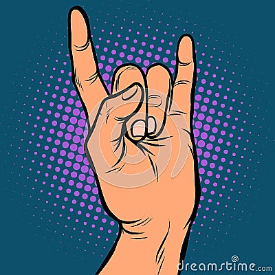 Mens hand rock gesture Vector Illustration