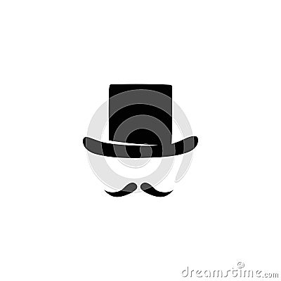 Mens hat cylinder and mustache template Vector Illustration