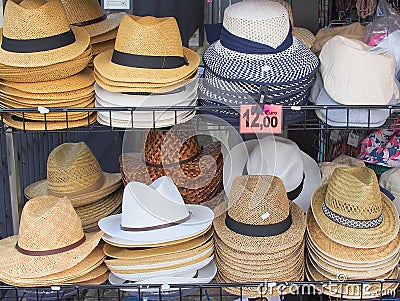 Mens hats for Sale, Italy Stock Photo