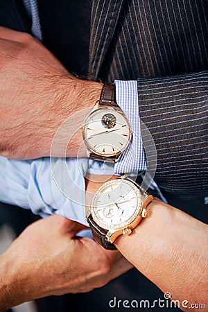 Mens and ladies wrist watches Stock Photo