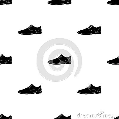 Mens leather shiny shoes with laces. Shoes to wear with a suit.Different shoes single icon in black pattern vector Vector Illustration