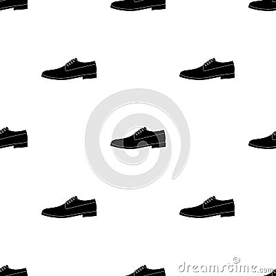 Mens leather shiny shoes with laces. Shoes to wear with a suit.Different shoes single icon in black pattern vector Vector Illustration