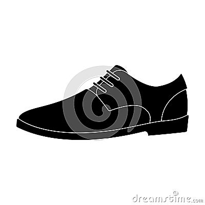 Mens leather shiny shoes with laces. Shoes to wear with a suit.Different shoes single icon in black style vector symbol Vector Illustration