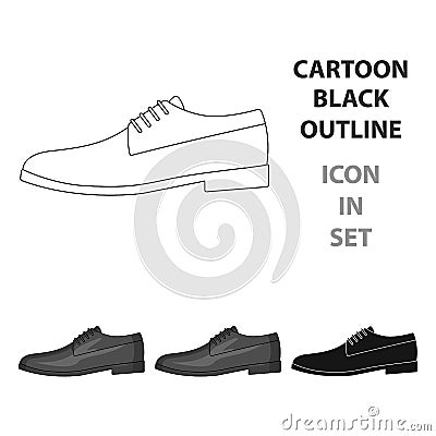 Mens leather shiny shoes with laces. Shoes to wear with a suit.Different shoes single icon in cartoon style vector Vector Illustration