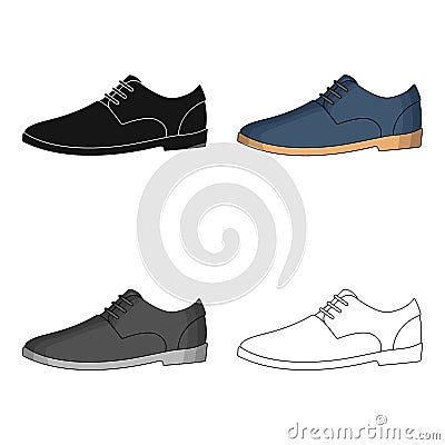 Mens leather shiny shoes with laces. Shoes to wear with a suit.Different shoes single icon in cartoon style vector Vector Illustration