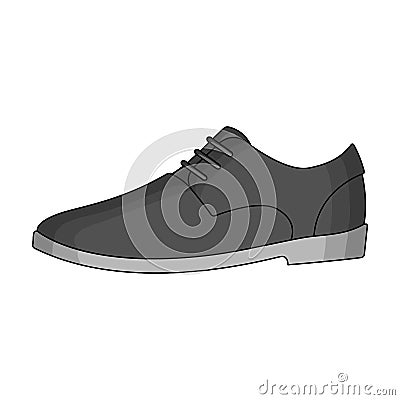 Mens leather shiny shoes with laces. Shoes to wear with a suit.Different shoes single icon in monochrome style vector Vector Illustration