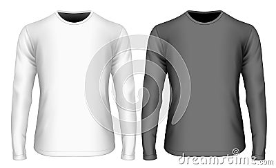 Mens long sleeve black and white t-shirt Vector Illustration