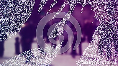 Mens Opgesloten Binnenkant van het Televisietoestel, de Technologie en TV-het Verslavingsconcept met Handen die op het Scherm kru stock footage Mens Opgesloten Binnenkant van het Televisietoestel, de Technologie en TV-het Verslavingsconcept met Handen die op het Scherm kru stock footage