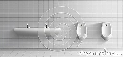 Mens public lavatory 3d realistic vector mockup Vector Illustration