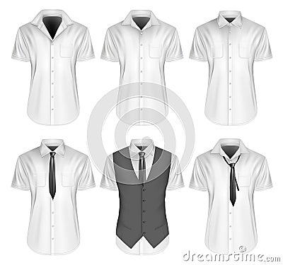 Mens short sleeve formal button down shirts Vector Illustration